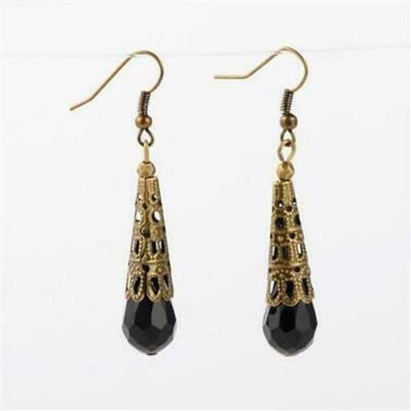 Handcrafted Victorian Style Black Antiqued Brass Filigree Earrings - Picture 1 of 1